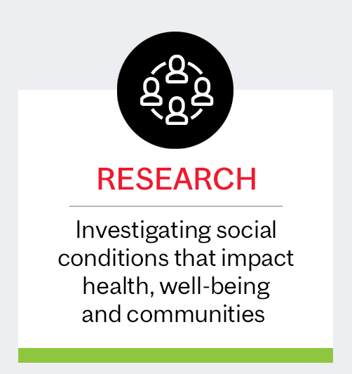 Research - Investigating social conditions that impact health, well-being and communities