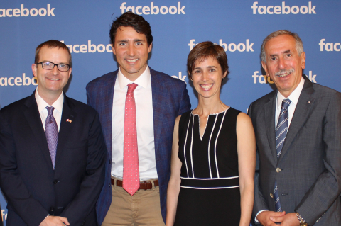Group photo of Prime Minister Justin Trudeau with Professor Joelle Pineau and others