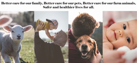 collage of animals and humans interacting. Title of graphic reads: Better care for our family, Better care for our pets, Better care for our farm animals, Safer and healthier lives for all.