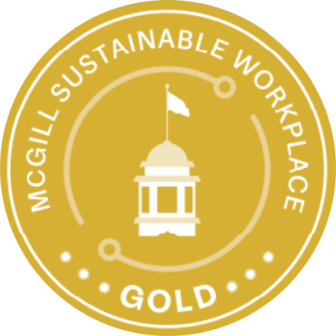 Mcgill sustainable workplace certificate gold with mcgill building top and flag