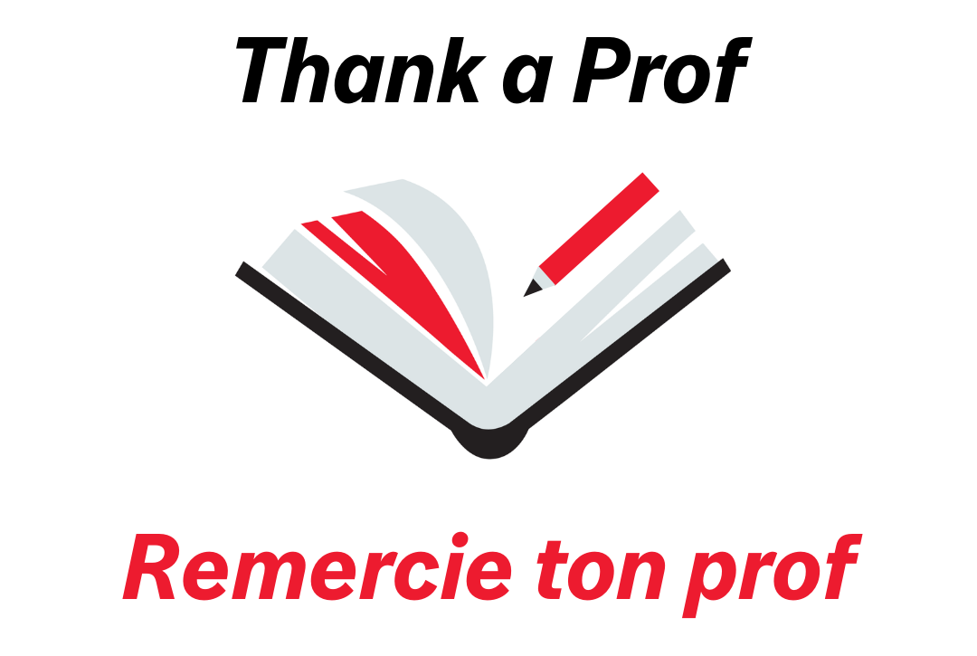 Thank a Prof logo with an open book and red pencil