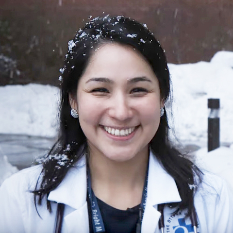 Portrait of Dr. Elaine Kilabuk, ƻԺ alum, in front of a snowy background.